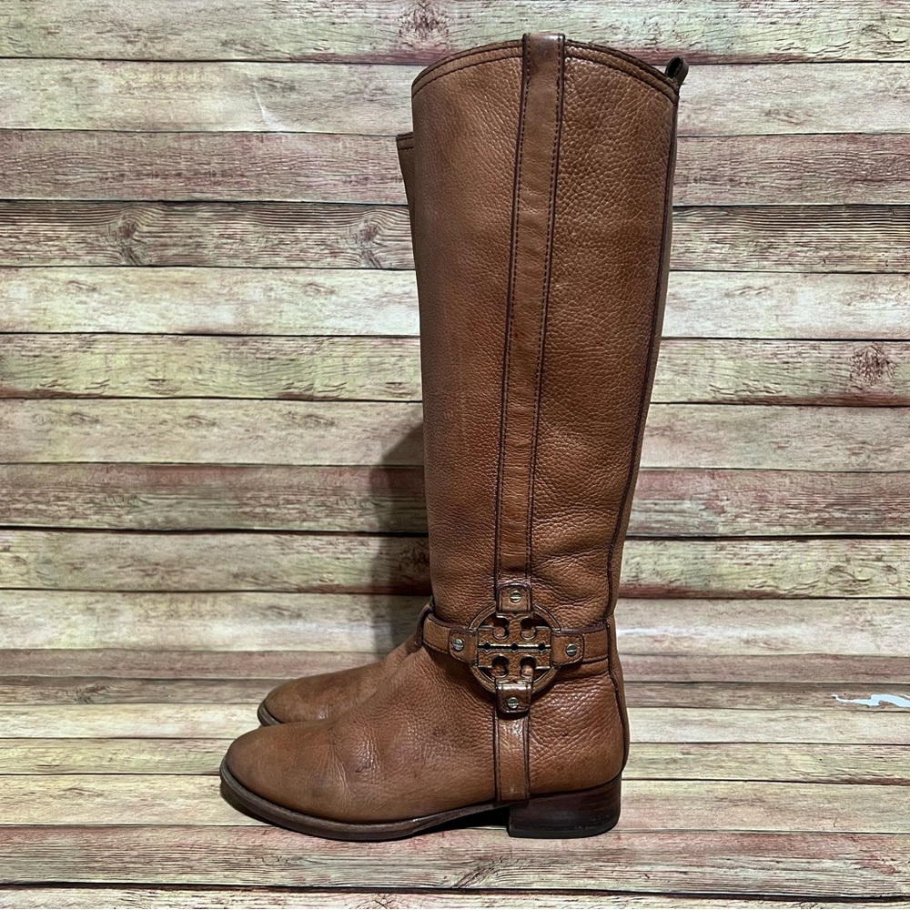 Tory Burch Brown Leather Amanda Riding Boots